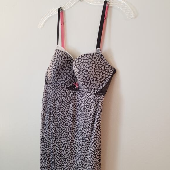 Vera Wang Valentine's Heart Print Underwire Babydoll Lingerie Size L - Picture 4 of 8